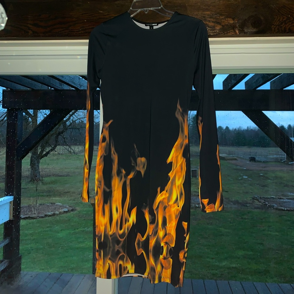 Fashion Nova Fire print Dress- SMALL